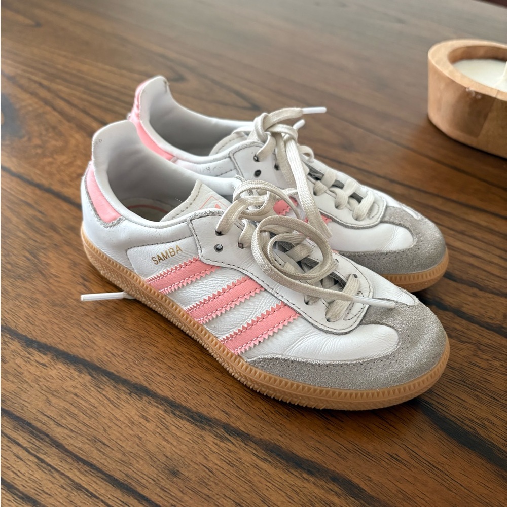 Adidas Samba White and Pink Trainers